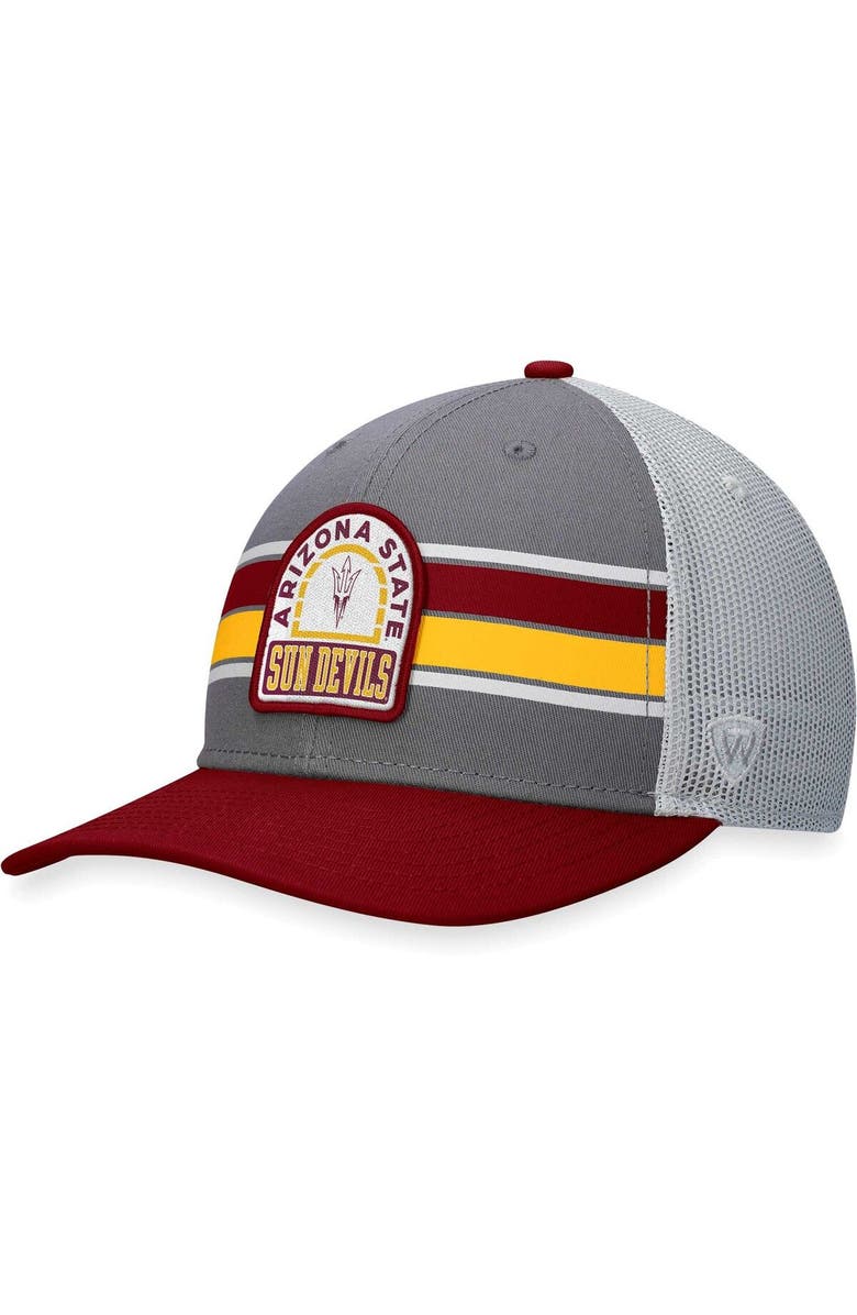 TOP OF THE WORLD Men's Top of the World Gray/Maroon Arizona State Sun Devils Aurora Trucker Adjustable Hat, Main, color, Gray