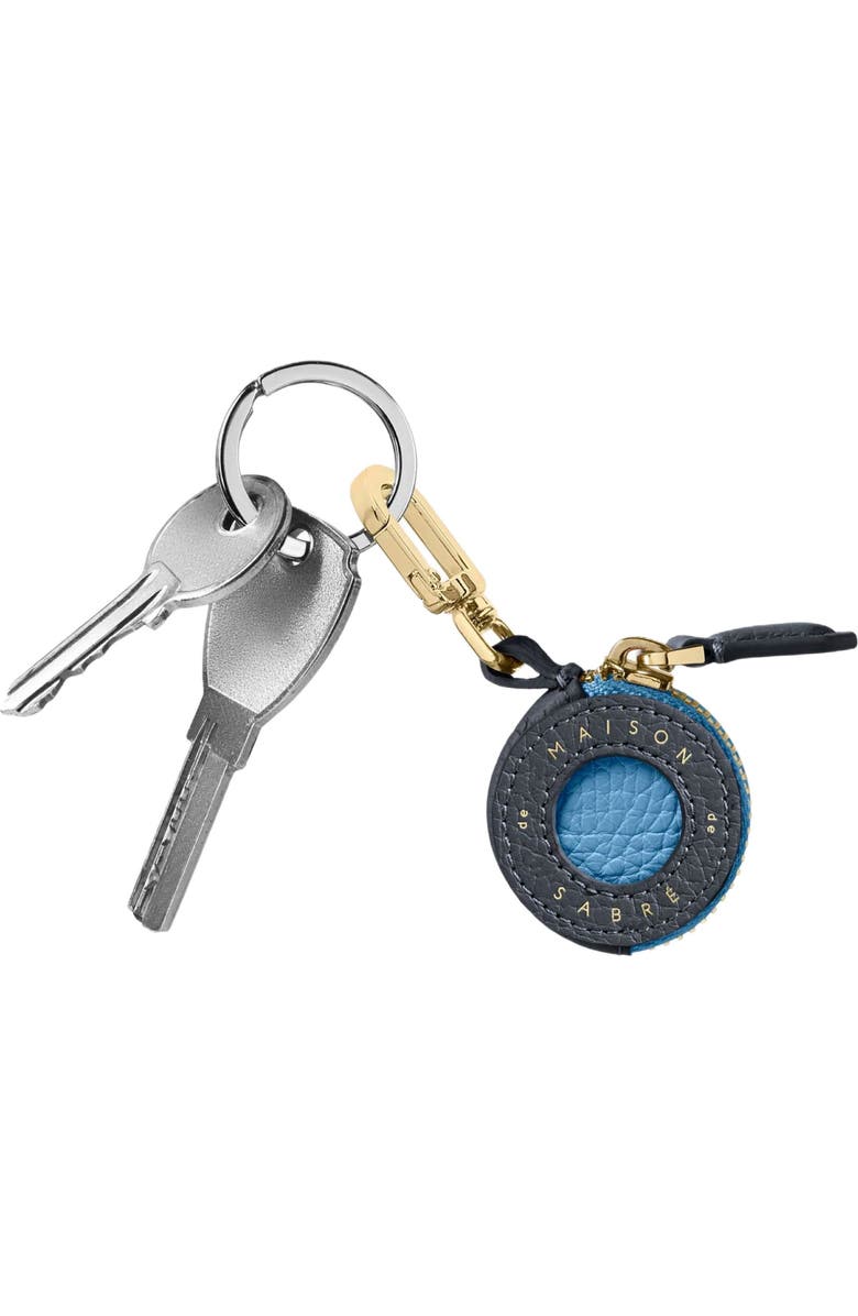 MAISON de SABRÉ Leather AirTag Charm, Alternate, color, Graphite Sky