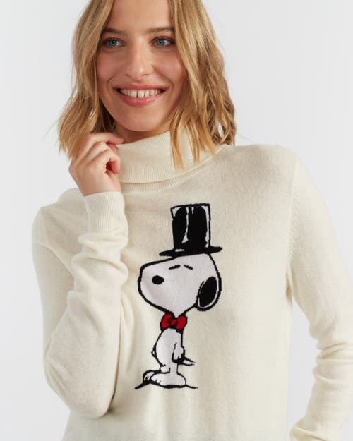 Chinti & Parker Wool-cashmere Top Hat Snoopy Sweater In White