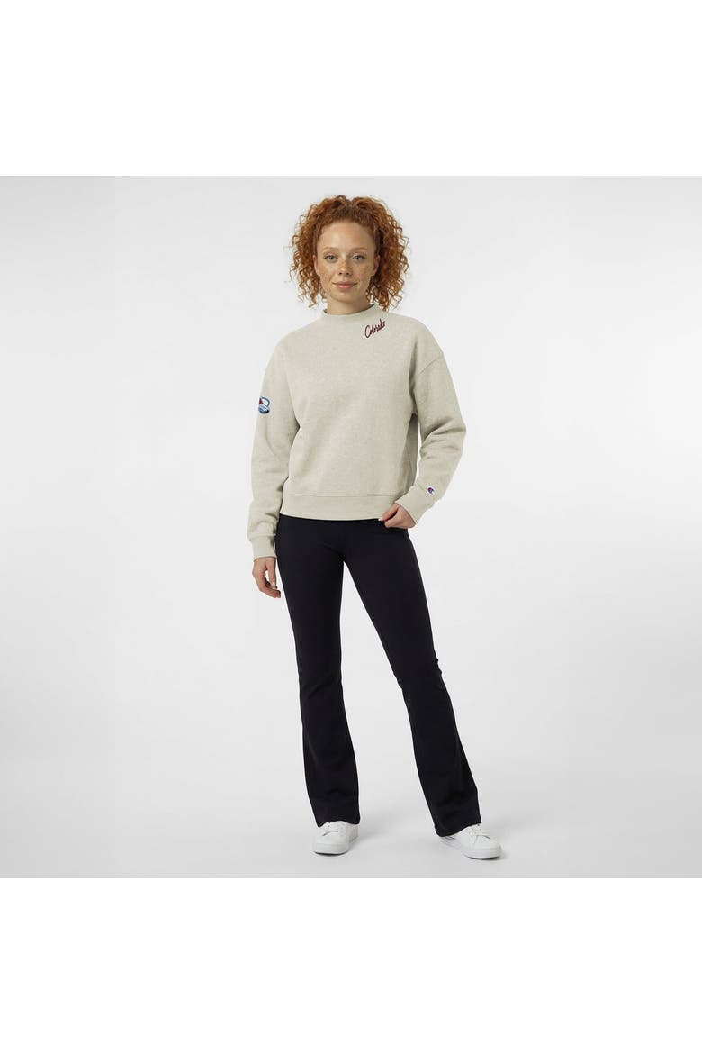 Women's Champion  Oatmeal Colorado Avalanche Collar Script Triumph Fleece Tri-Blend Sweatshirt, Alternate, color, Oatmeal