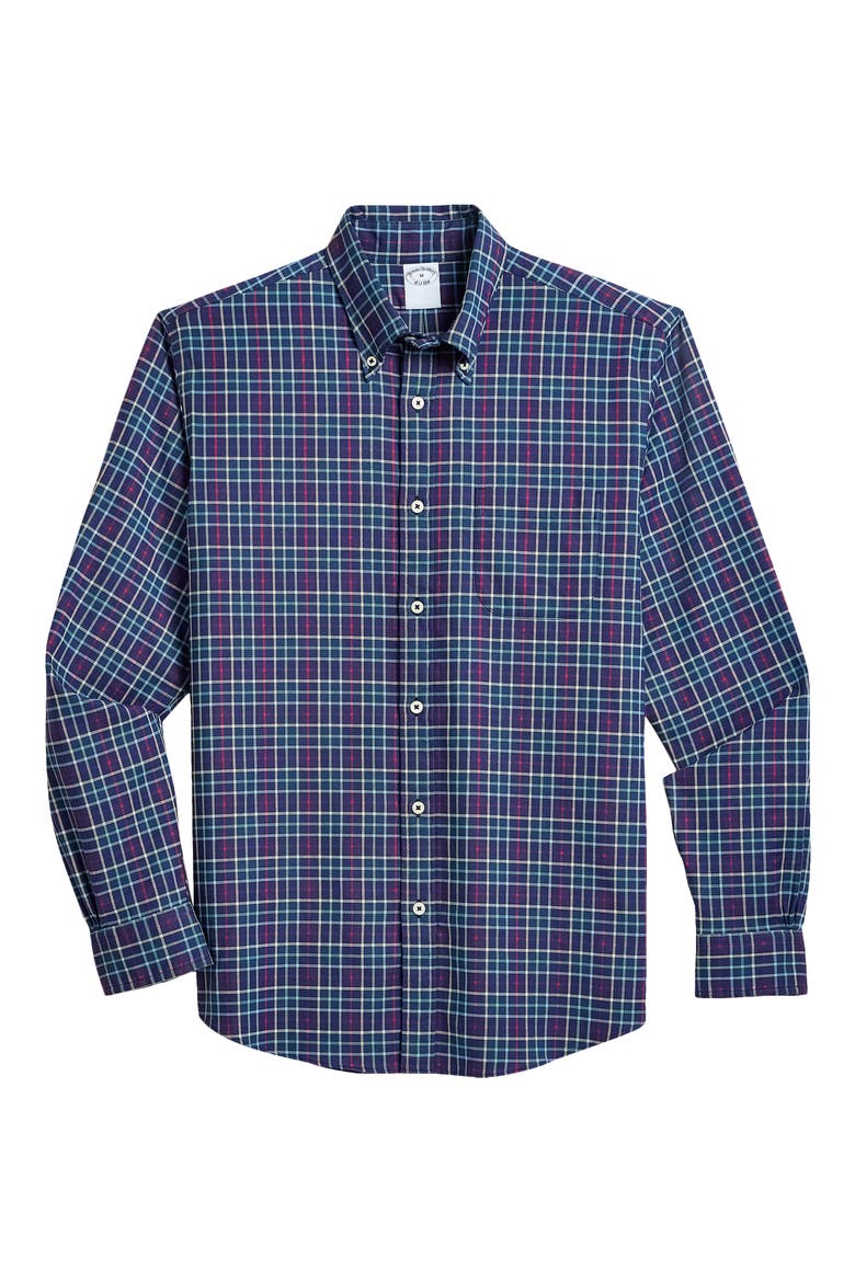 Performance Series Plaid Button-Down Oxford Shirt, Alternate, color, NAVY MULTI PLAID
