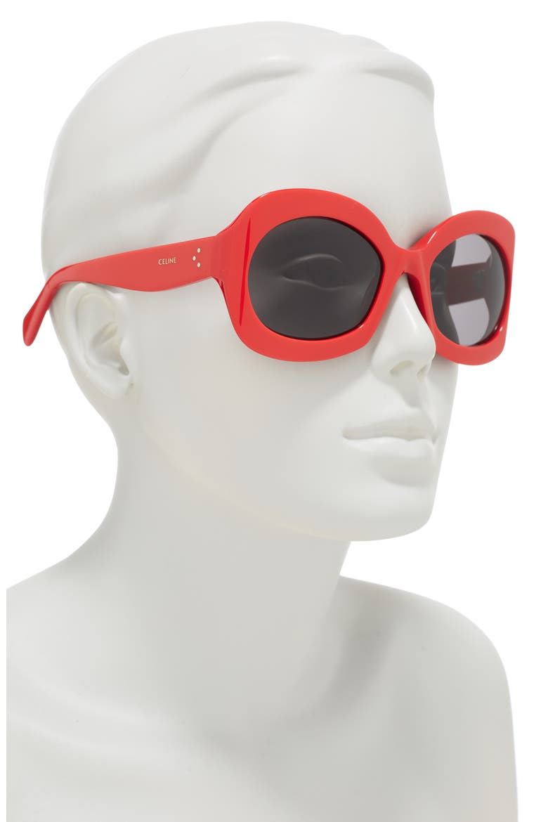 57mm Round Sunglasses, Alternate, color, RED/ OTHER / SMOKE