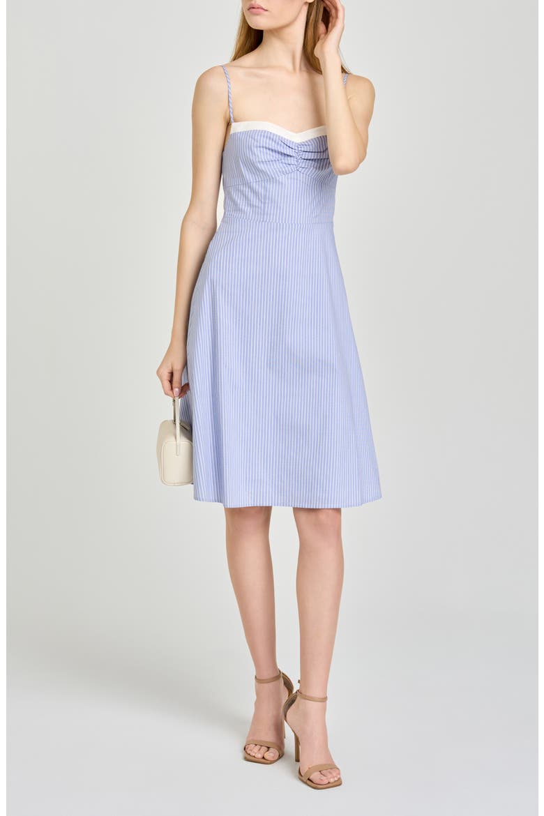 x Hannah Lovey Porter Remi Pinstripe Cotton Blend Dress (Nordstrom Exclusive), Main, color, BLUE