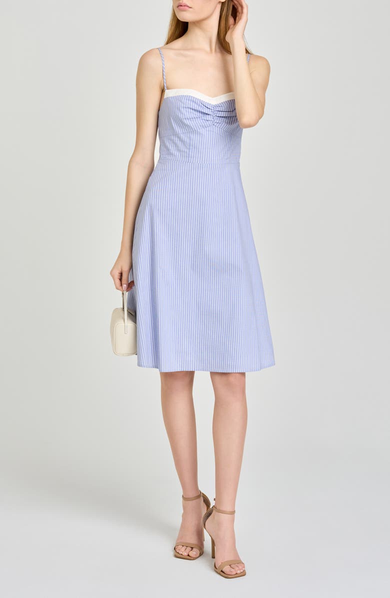 WAYF x Hannah Lovey Porter Remi Pinstripe Cotton Blend Dress, Main, color,