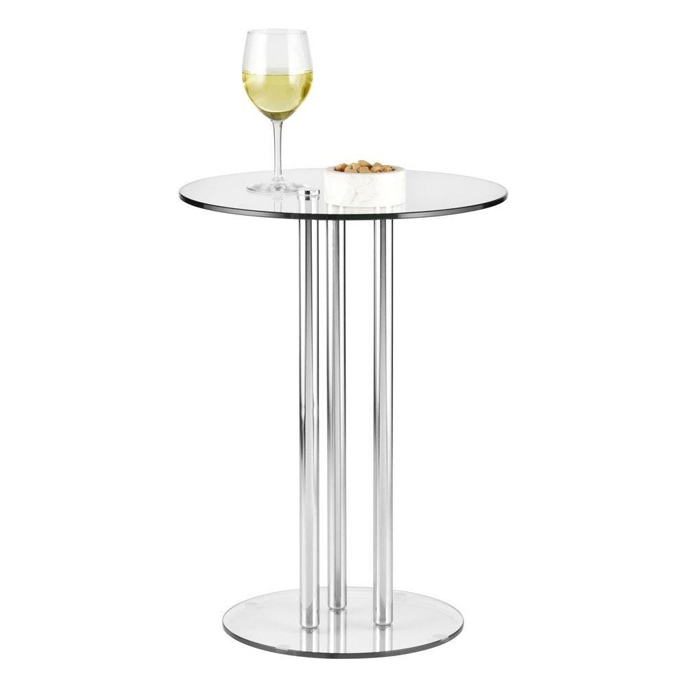 iDesign 16" MILAN Glass Steel Drink Table in Chrome 