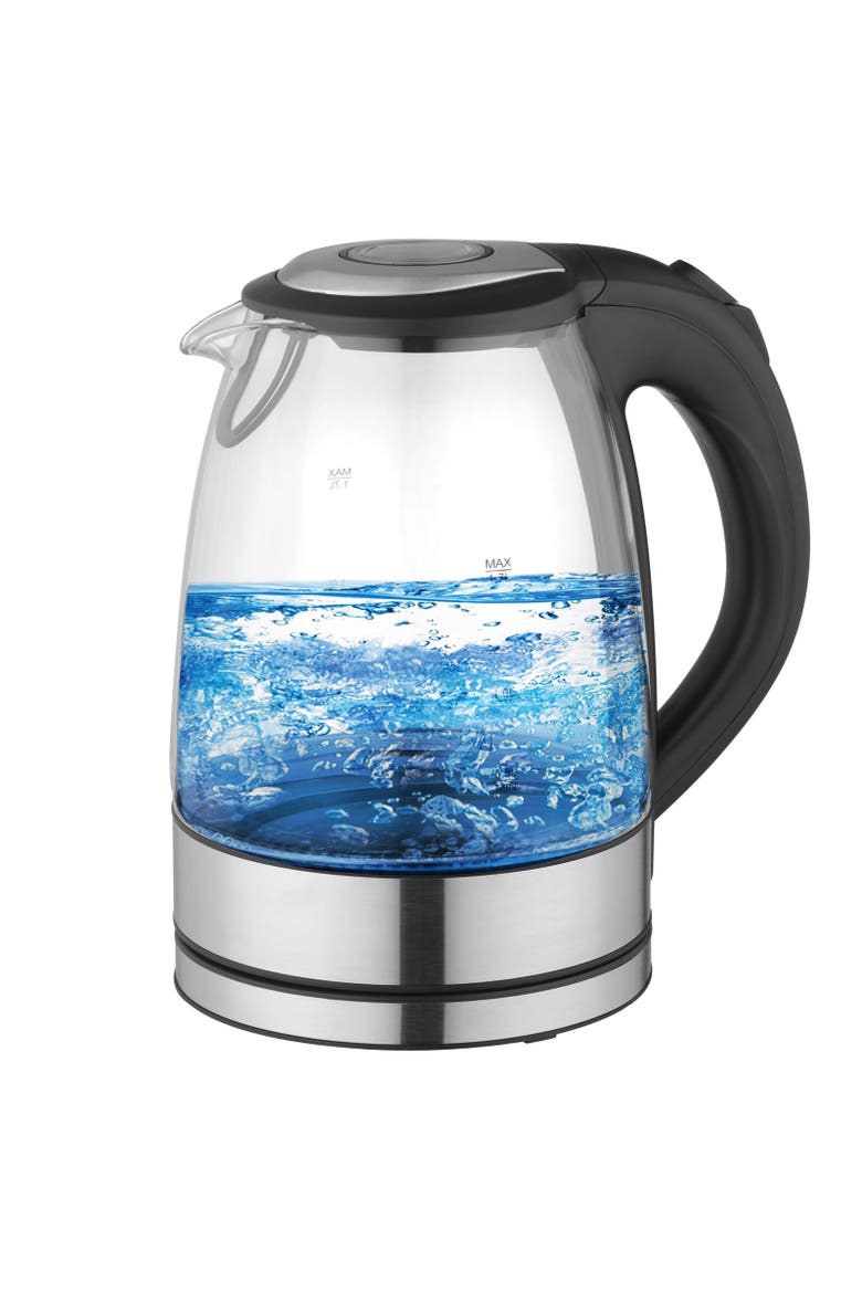 1.7 L Cordless Electric Glass and Stainless Steel Tea Kettle, Main, color, Silver