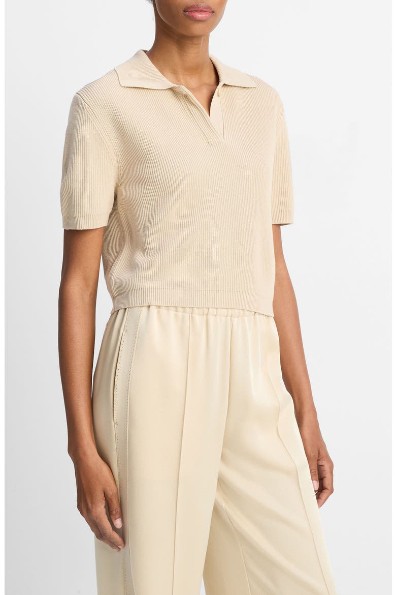 Rib Silk & Cotton Polo, Alternate, color, PALE CANYON