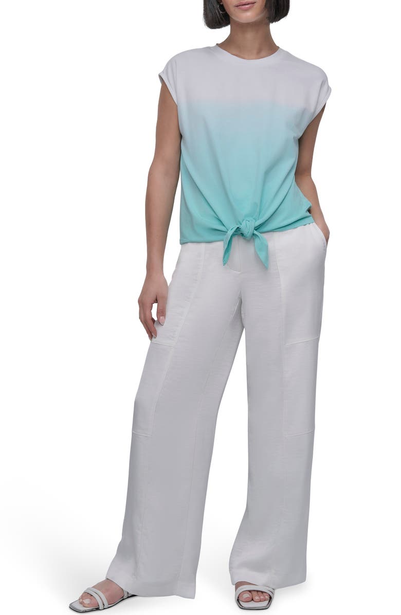 DKNY Dip Dye Tie Front T-Shirt, Alternate, color, 