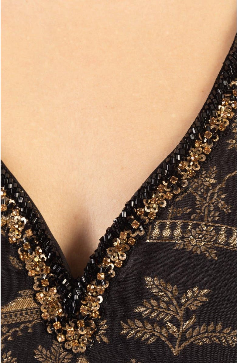 RAAS Sablora Jacquard Midi Dress, Alternate, color, Black