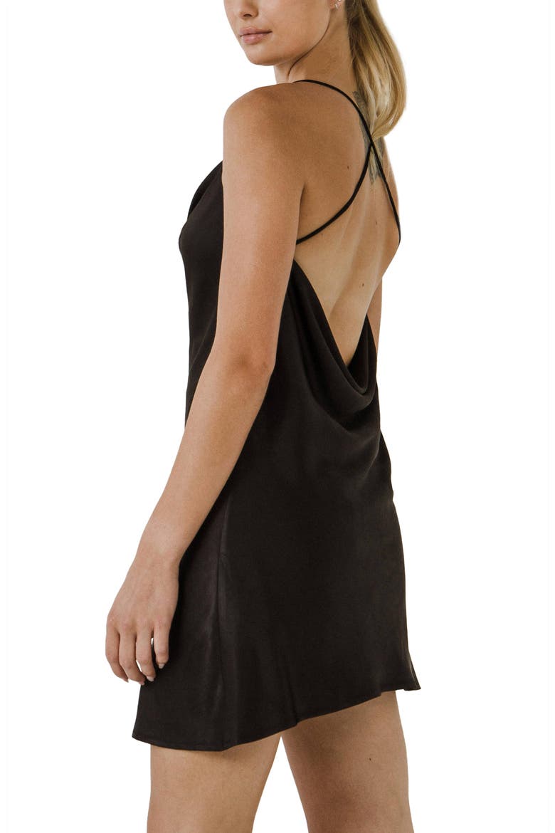 Cross Back Slipdress, Alternate, color, BLACK