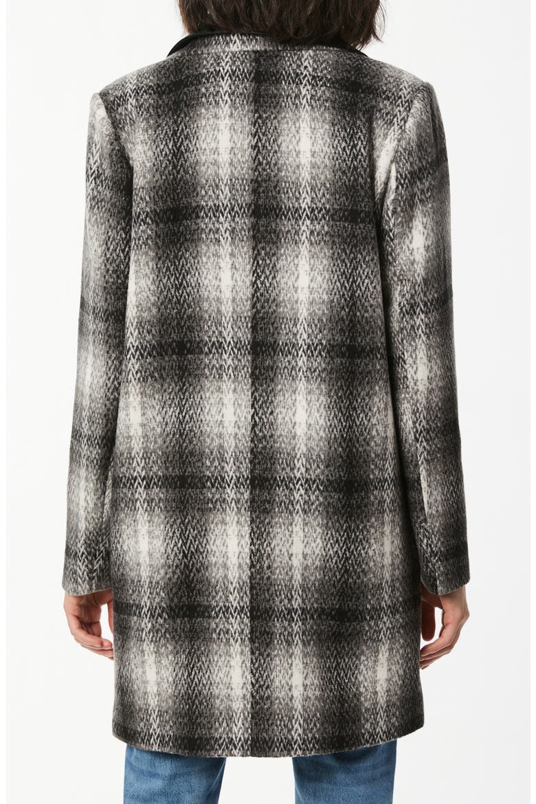 Plaid Coat with Removable Faux Leather Bib, Alternate, color, GREY