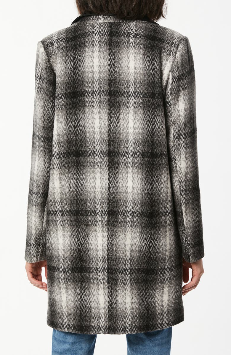 Bernardo Plaid Coat with Removable Faux Leather Bib, Alternate, color, 