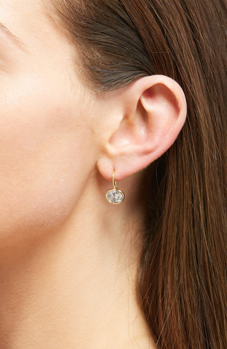 Shashi East to West French Hook Cubic Zirconia Earrings, Alternate, color, Gold/ Silver