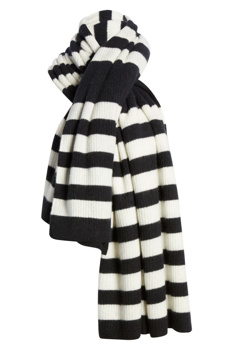 x Atlantic-Pacific Stripe Cashmere Blanket Scarf (Nordstrom Exclusive), Alternate, color, BLACK COMBO