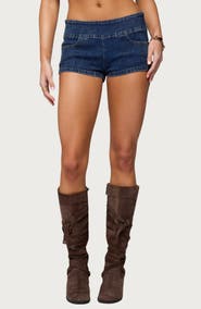 EDIKTED Zaida Stretchy Denim Micro Shorts