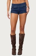 EDIKTED Zaida Stretchy Denim Micro Shorts