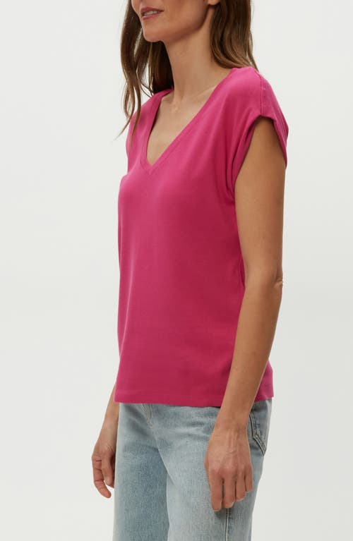 Shop Michael Stars Tati Power Shoulder Rib Top In Pitaya
