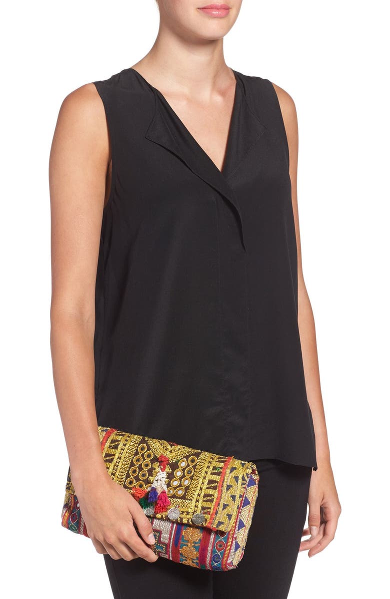 All Things Mochi 'Jaipur' Pompom Clutch, Alternate, color,