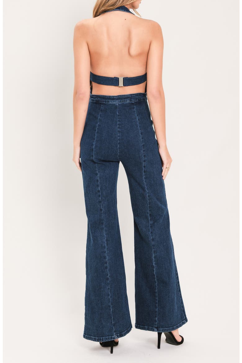 Denim Halter Jumpsuit, Alternate, color, MEDIUM INDIGO