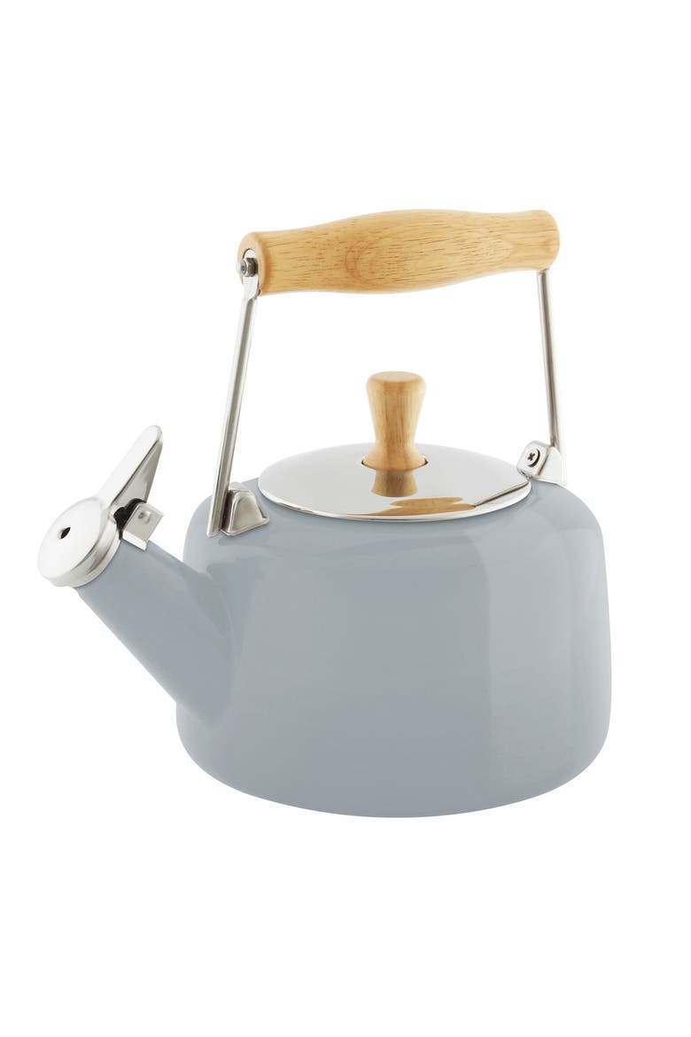 1.4-Quart Enamel-on-Steel Sven Teakettle, Glacier Blue, Main, color, Fog Gray