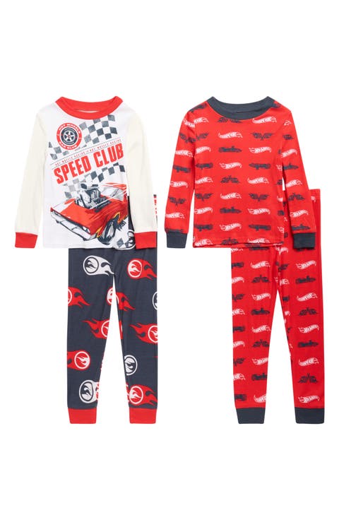 Kids' Assorted Hot Wheels 2-Pack Print Fitted Two-Piece Pajamas (Little Kid & Big Kid)