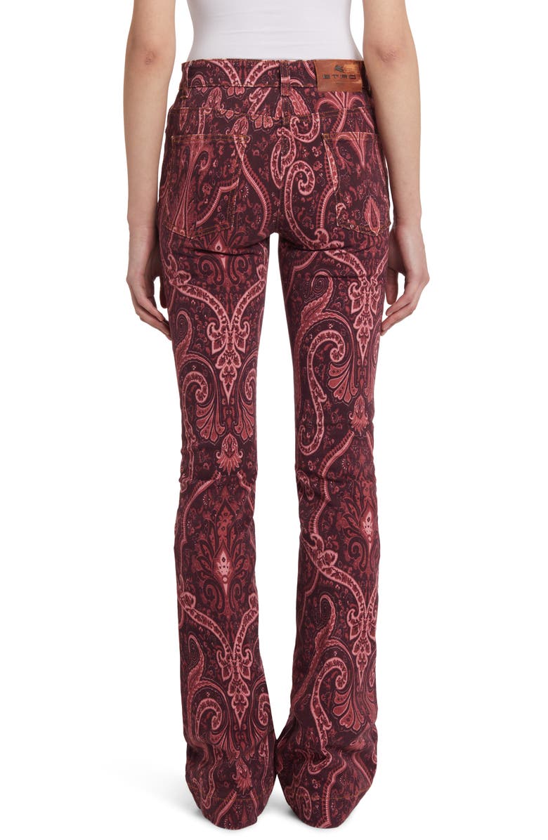 Etro Svasato Paisley Bootcut Jeans, Alternate, color, Burgundy