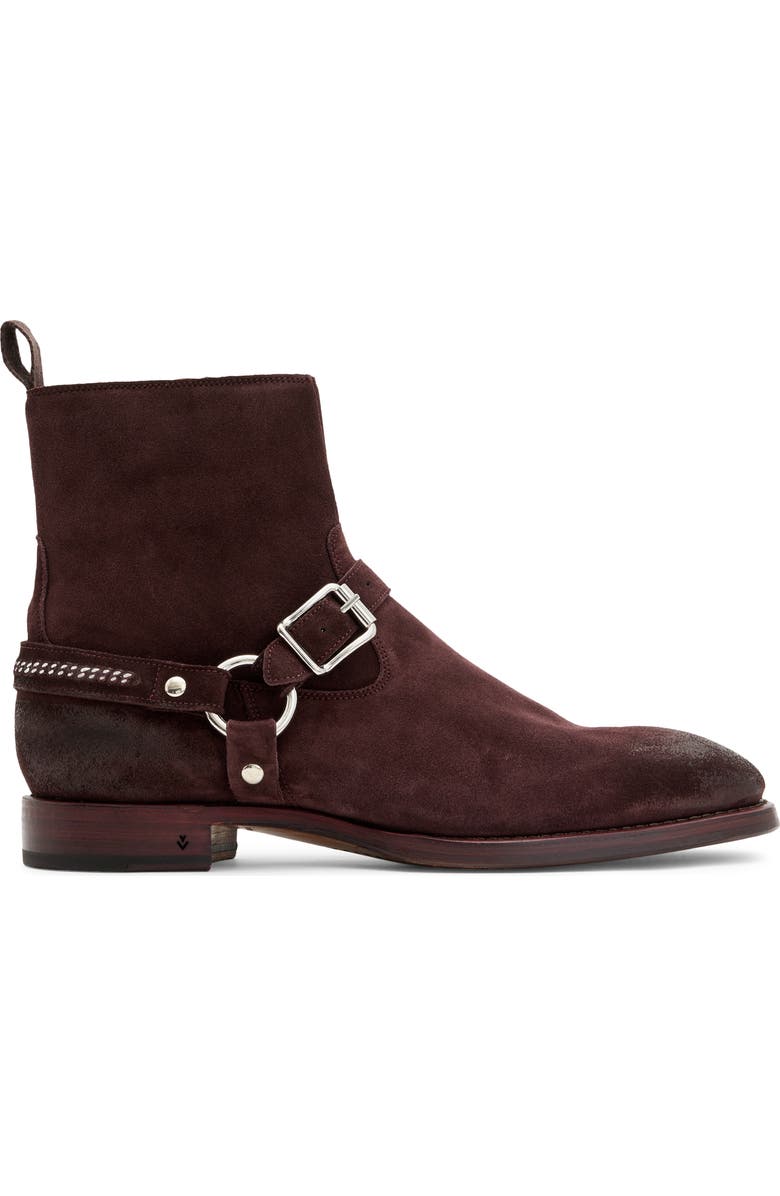 John Varvatos Regent Harness Chain Zip Boot, Alternate, color, Oxblood