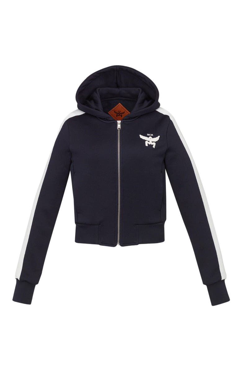 MCM Essential Logo Terry Zip Hoodie, Main, color, Navy