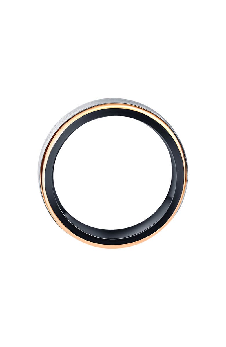 Bliss Diamond Men's Brushed Black Tungsten & Gold Plated Two Tone 6mm Ring Wedding Band, Alternate, color, Tungsten