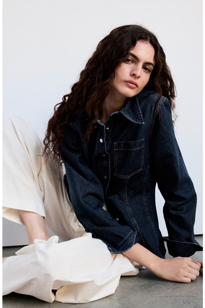 Cotton Denim Shirt, Alternate, color, DARK BLUE