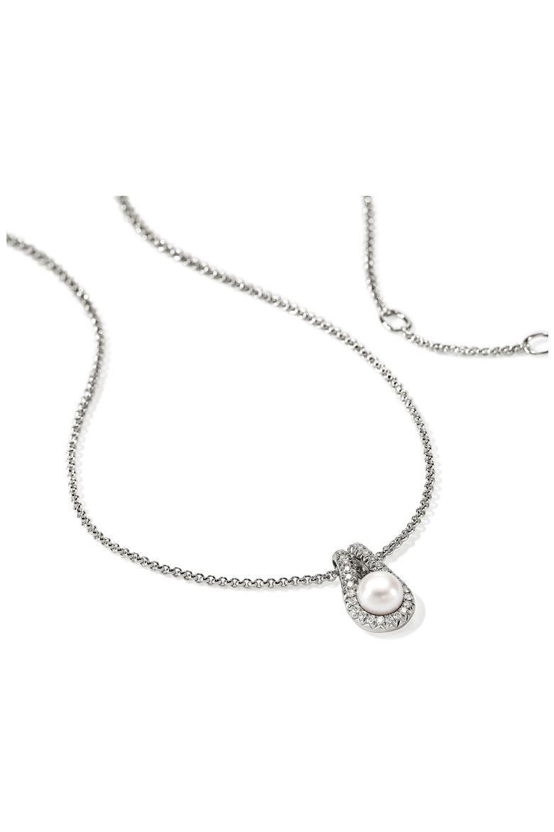 Surf Pendant Necklace, Sterling Silver, Freshwater Pearl, Diamonds, Alternate, color, SILVER