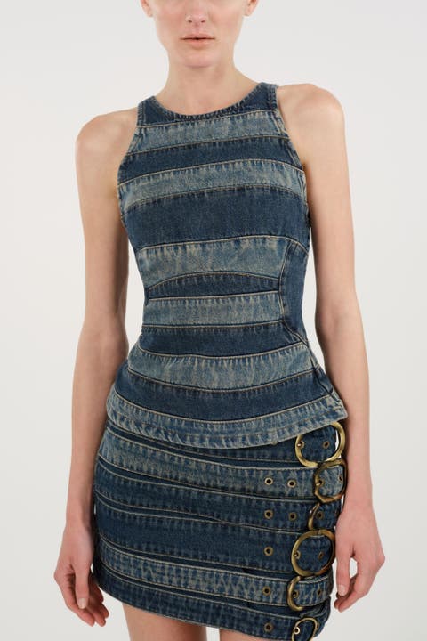 Halter Neck Denim Blouse