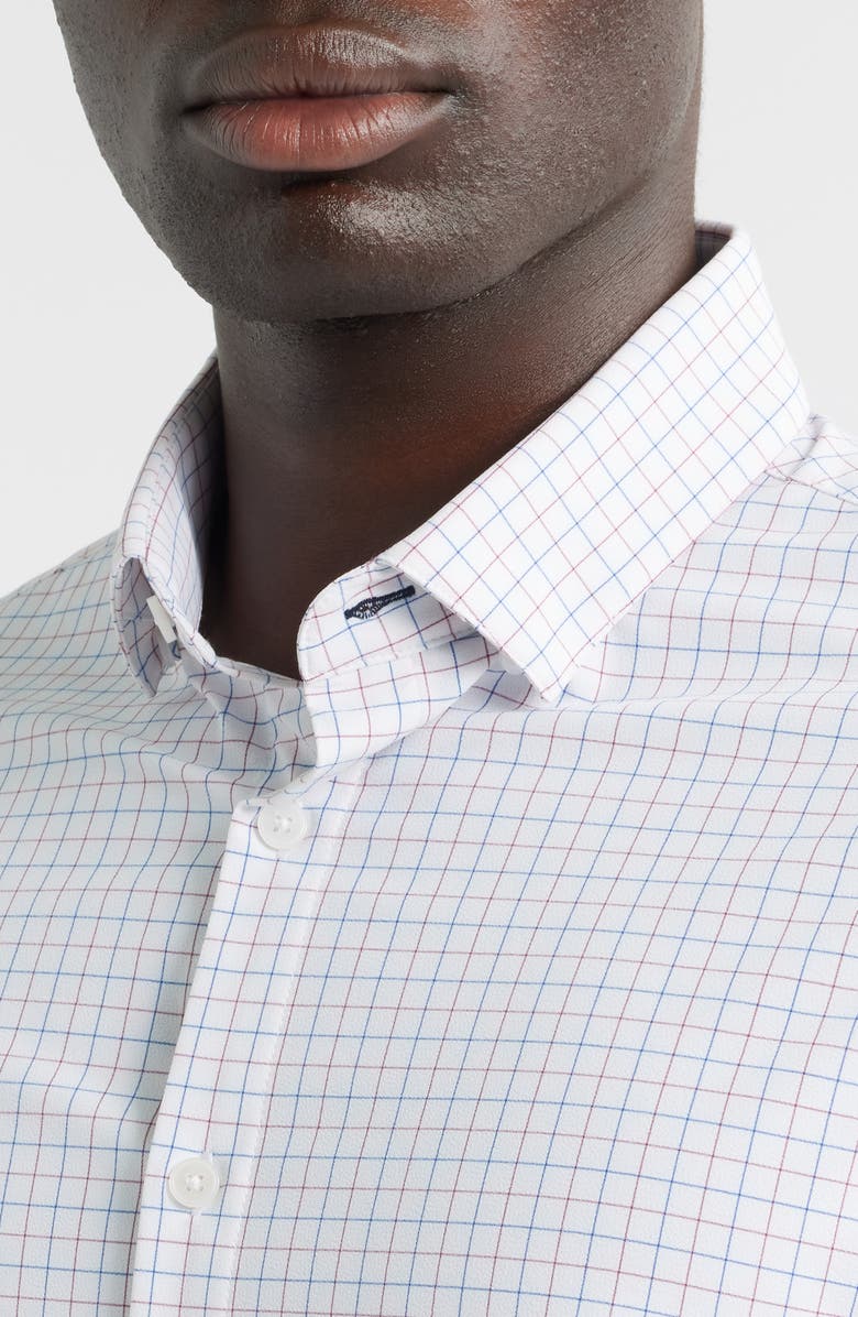 Mizzen+Main Leeward No Tuck Trim Fit Performance Button-Up Shirt, Alternate, color, Mulberry Conrad Tattersall