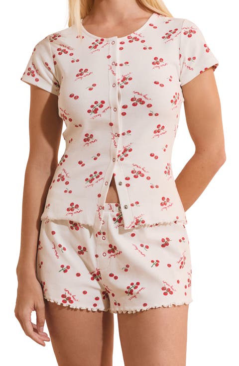 Tige Tomato Print Pajama Shorts