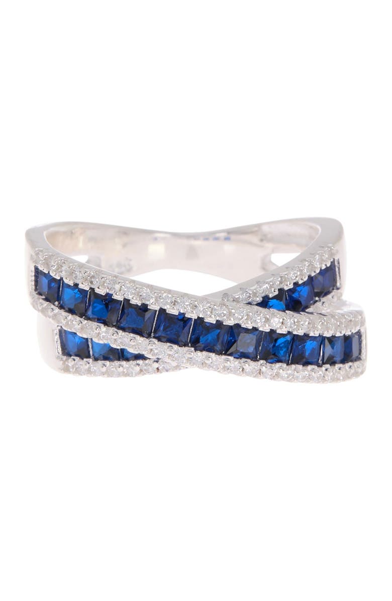 BEST SILVER Sterling Silver Sapphire Crystal Crossover Ring, Alternate, color, 