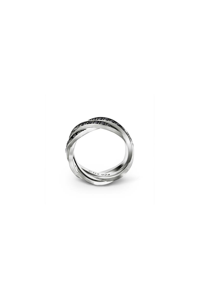 Helios™ Band Ring in Sterling Silver with Pavé Black Diamonds, Alternate, color, STERLING SILVER/ DIAMOND