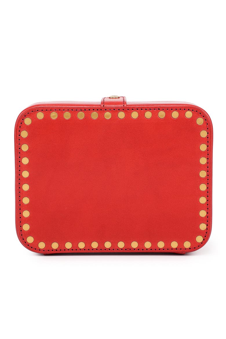 Rectangular Genuine Leather Jewelry Storage Box, Main, color, Red