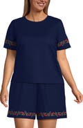 Lands' End Poplin Eyelet Back Tie Shirt