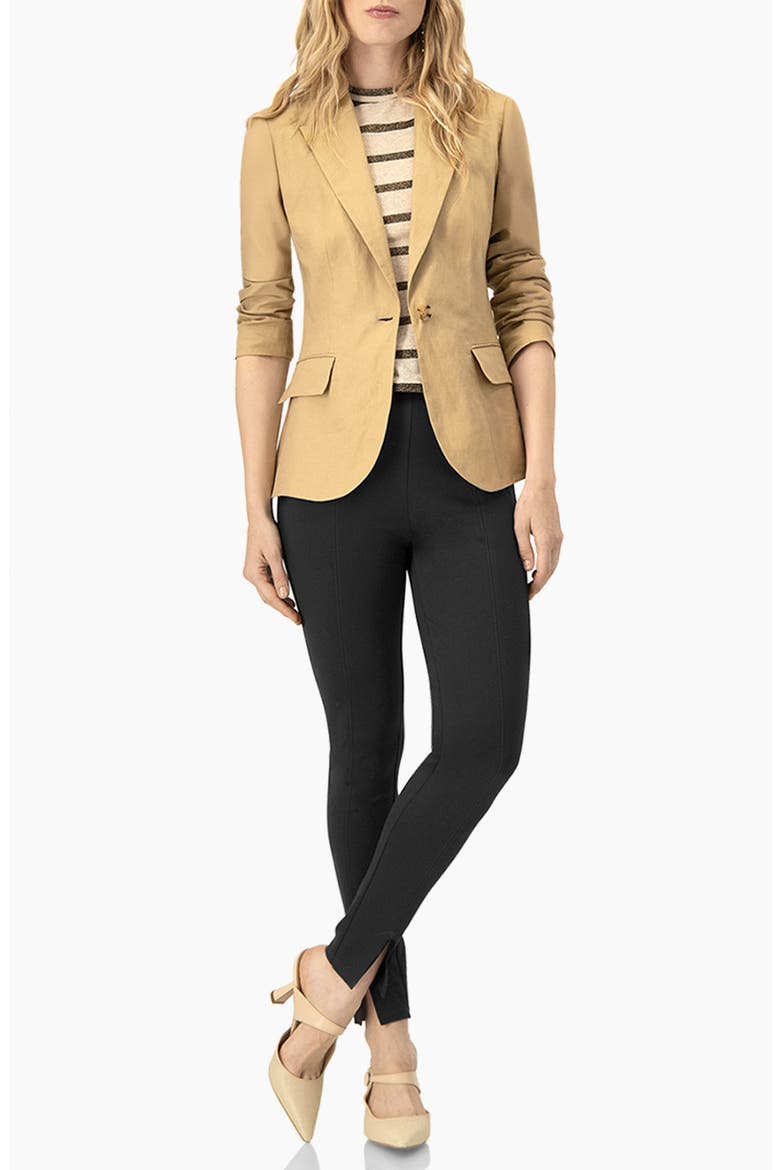 Single-Button Tailored Linen Blazer, Alternate, color, Beige
