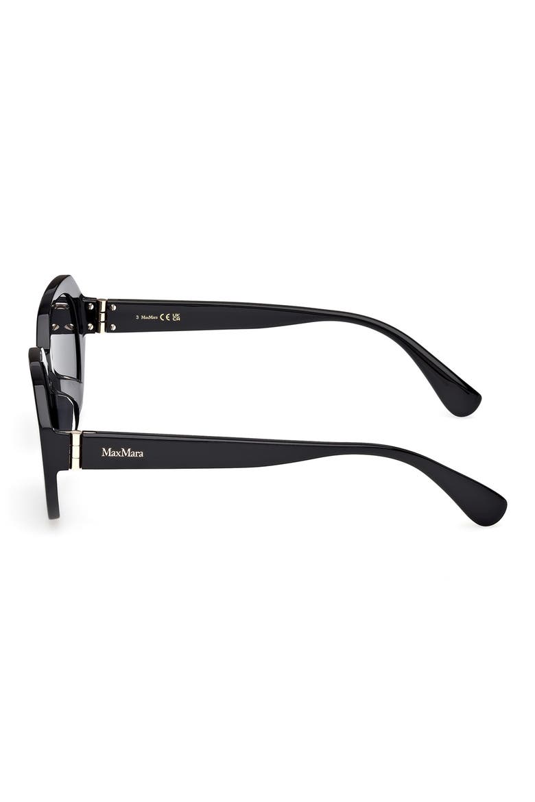 54mm Round Sunglasses, Alternate, color, SHINY BLACK / SMOKE