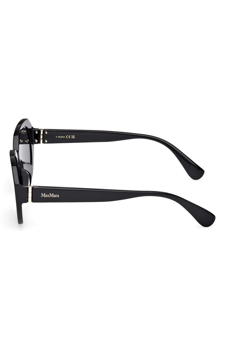 Max Mara 54mm Round Sunglasses, Alternate, color, Shiny Black / Smoke