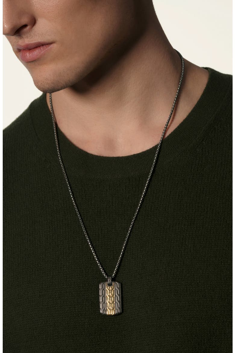 Men's Classic Chain Dog Tag Necklace, Alternate, color, SILVER/ GOLD