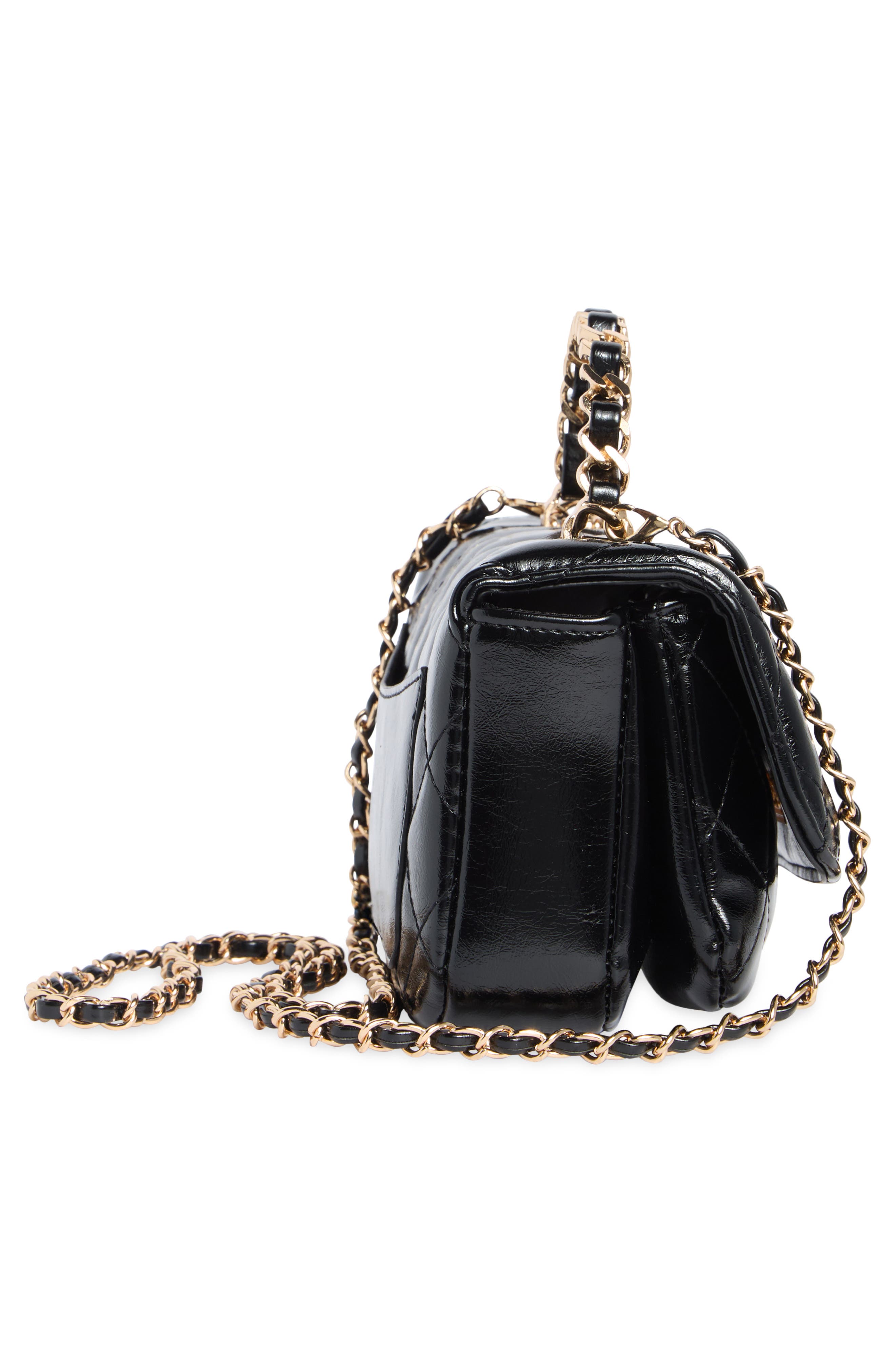 Quilted Faux Leather Crossbody Bag, Alternate, color, BLACK