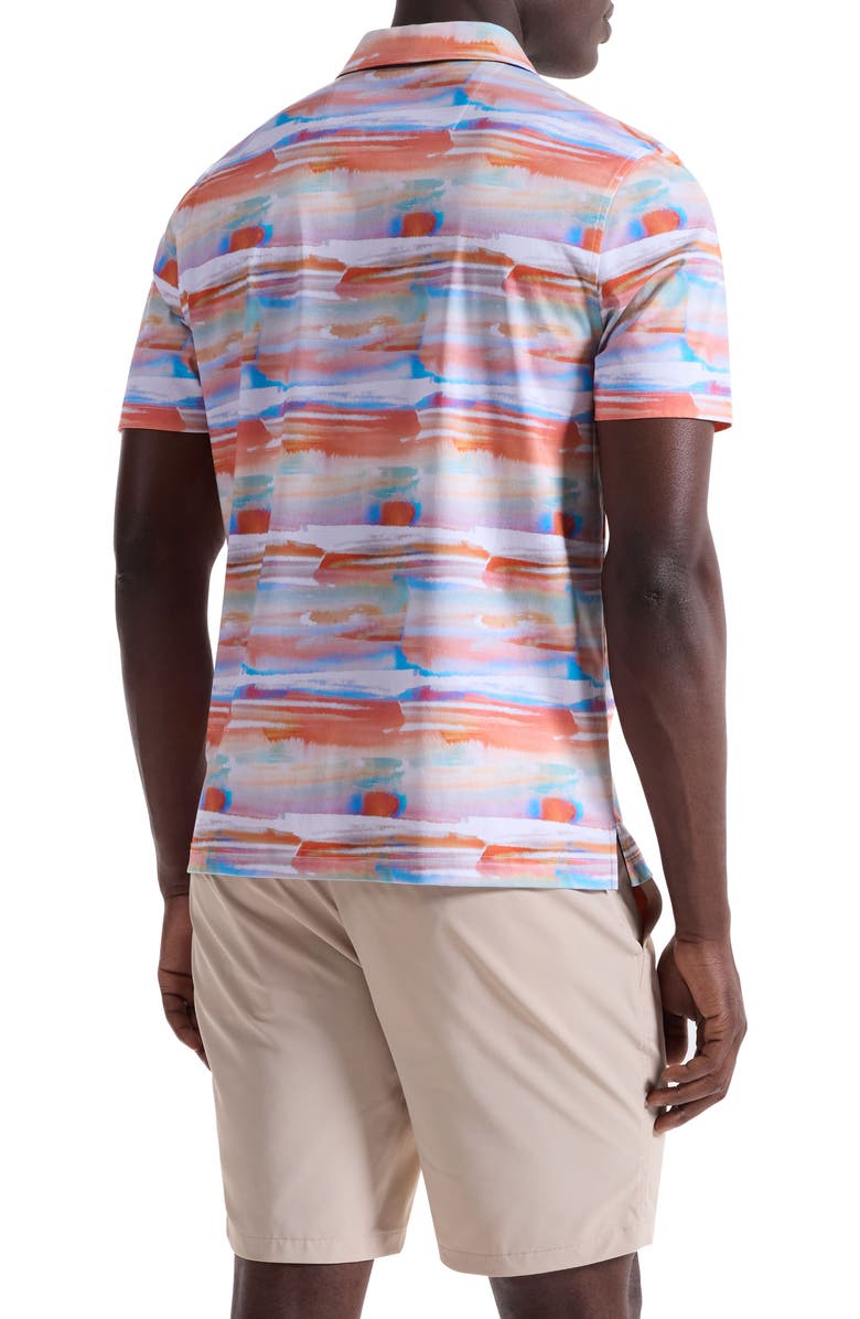 Bugatchi Hendrix Digital Abstract Brushstroke Print Pima Cotton Polo, Alternate, color, Coral