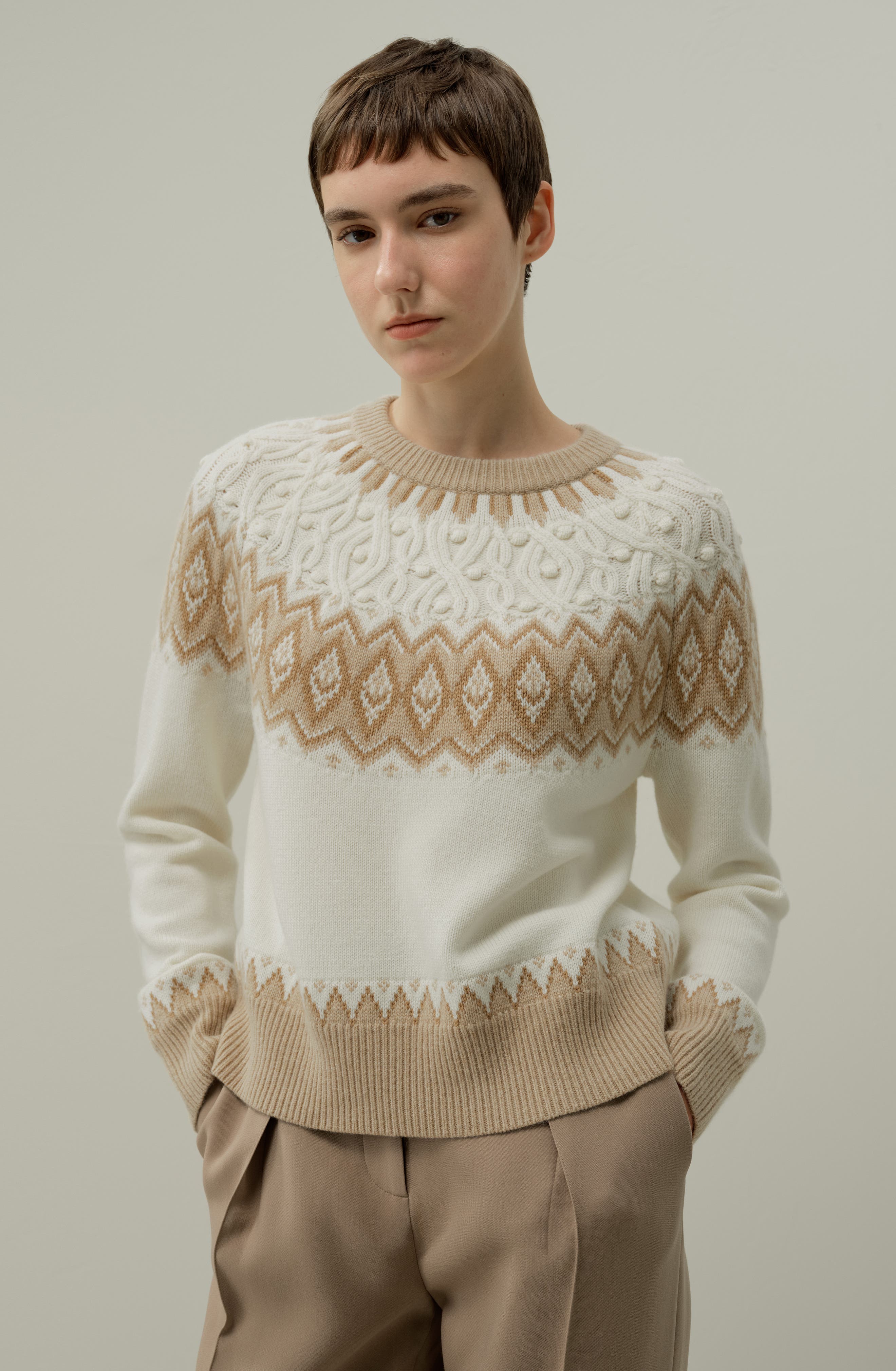 Wool-Cashmere Fair Isle Sweater - image 2
