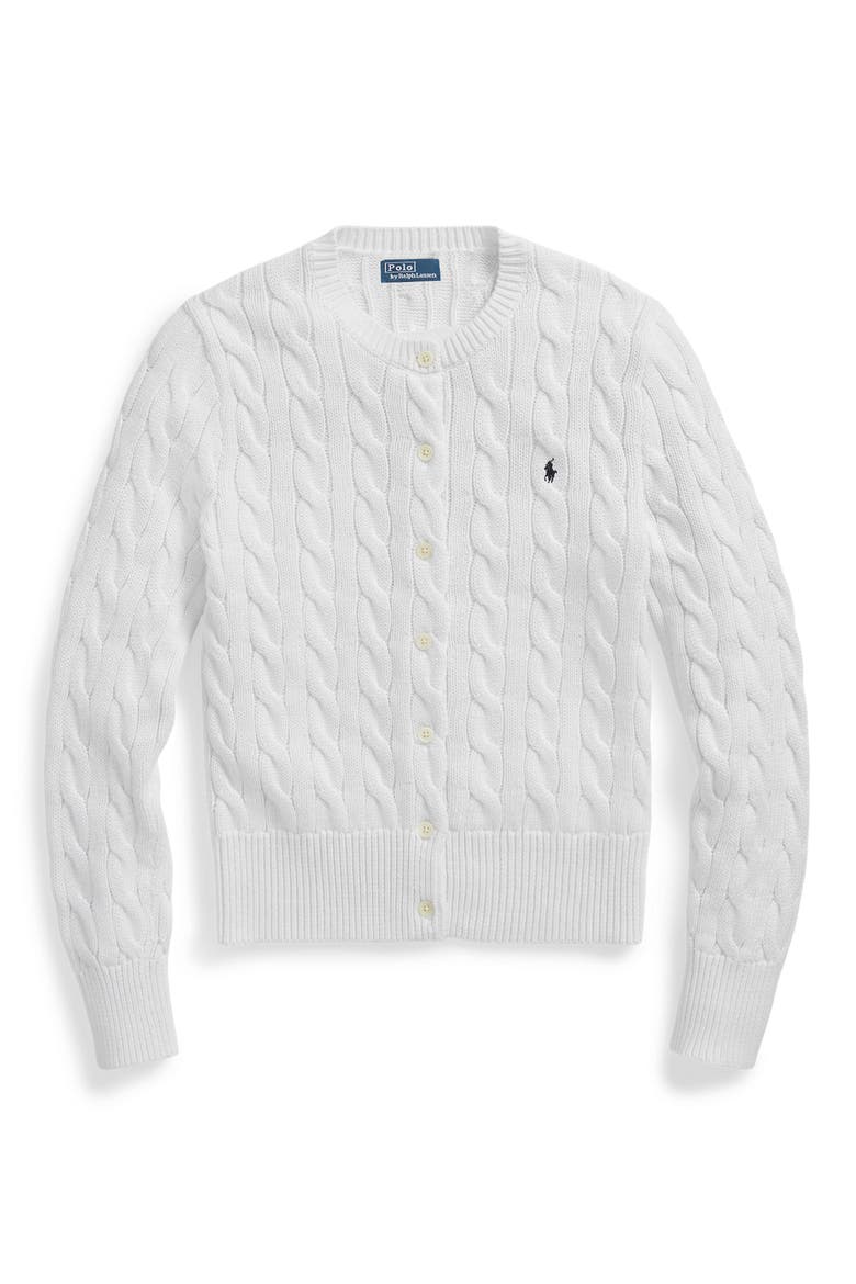Cable Knit Cotton Cardigan, Alternate, color, WHITE
