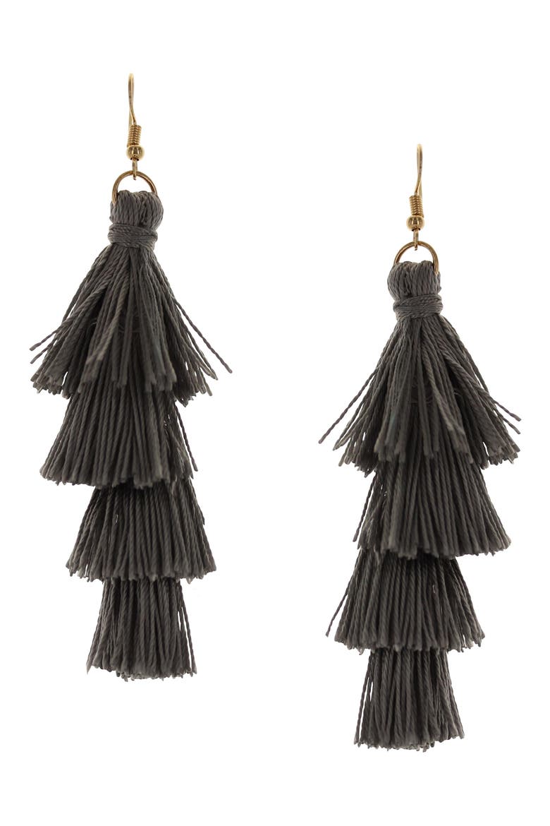 Talia Tassel Drop Earrings, Main, color, SILVER