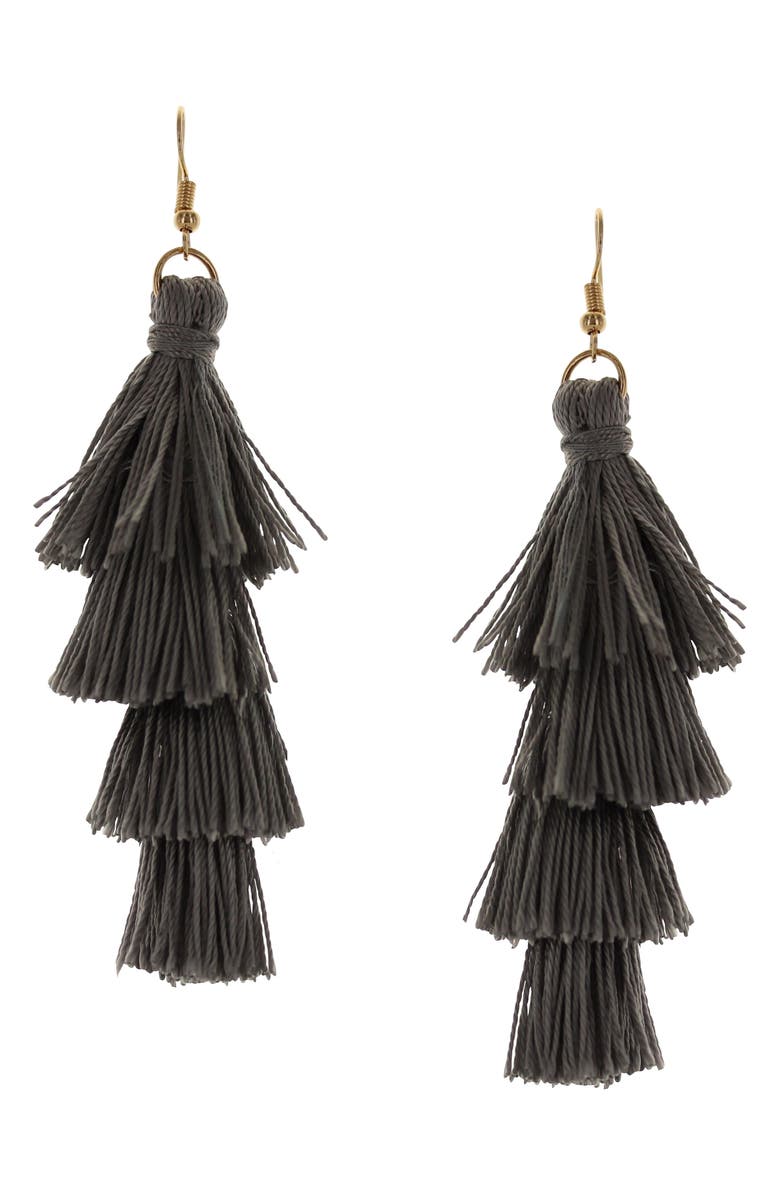 OLIVIA WELLES Talia Tassel Drop Earrings, Main, color, Silver