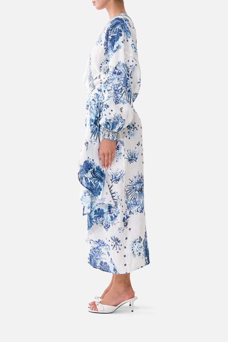 Wrap Midi Dress, Alternate, color, The Porcelain Parlour