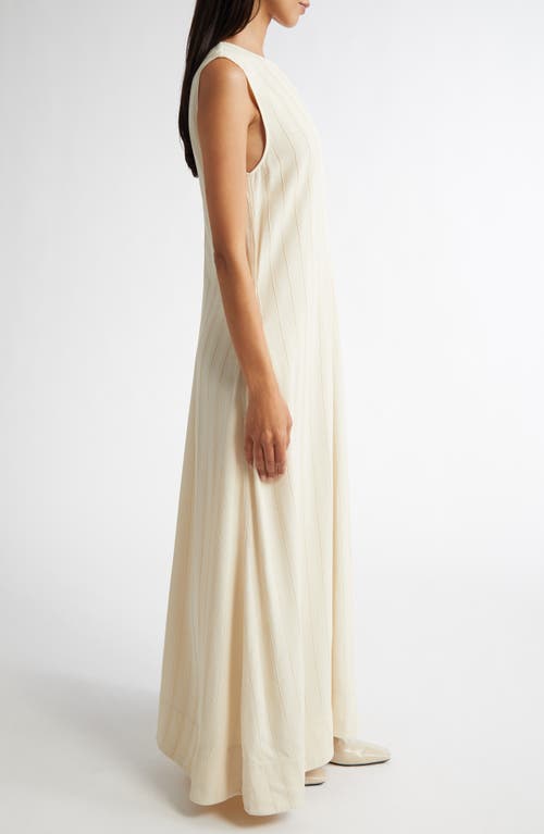 Totême Toteme Woven Stripe Sleeveless A-line Dress In Ecru